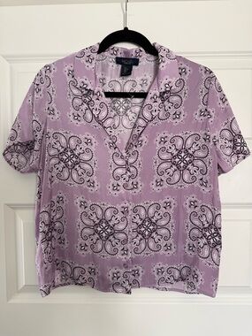 Rachel Roy Satin Bandana Print Top